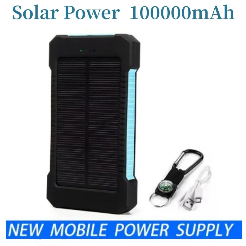 100Ah Externe Batterie Solar Power Bank Ledsos Taschenlampe Schnelles Aufladen Tragbare Wasserdichte Power Bank Fuir Smartphone