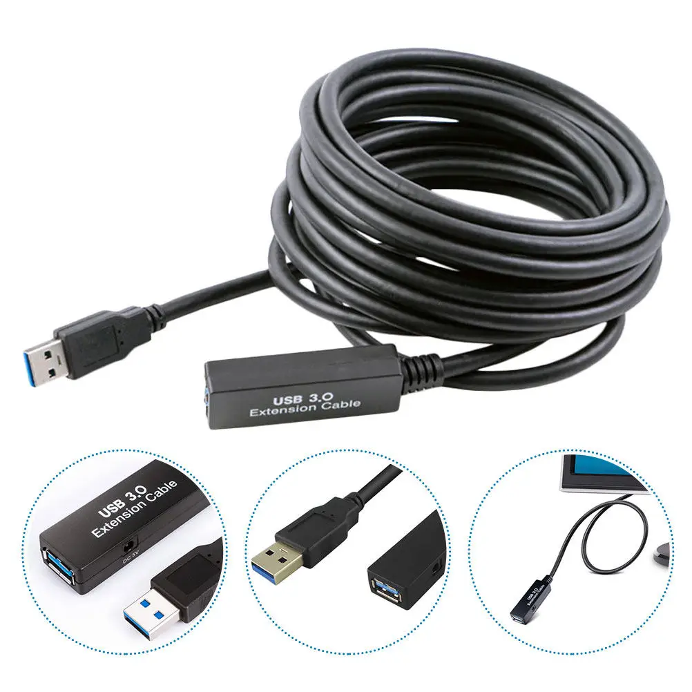 5M Usb3.0 확장 케이블 향상된 릴레이 증폭기 안정적인 전송 컴퓨터 마우스 키보드 데이터 케이블 장거리 홈 오피스 사용