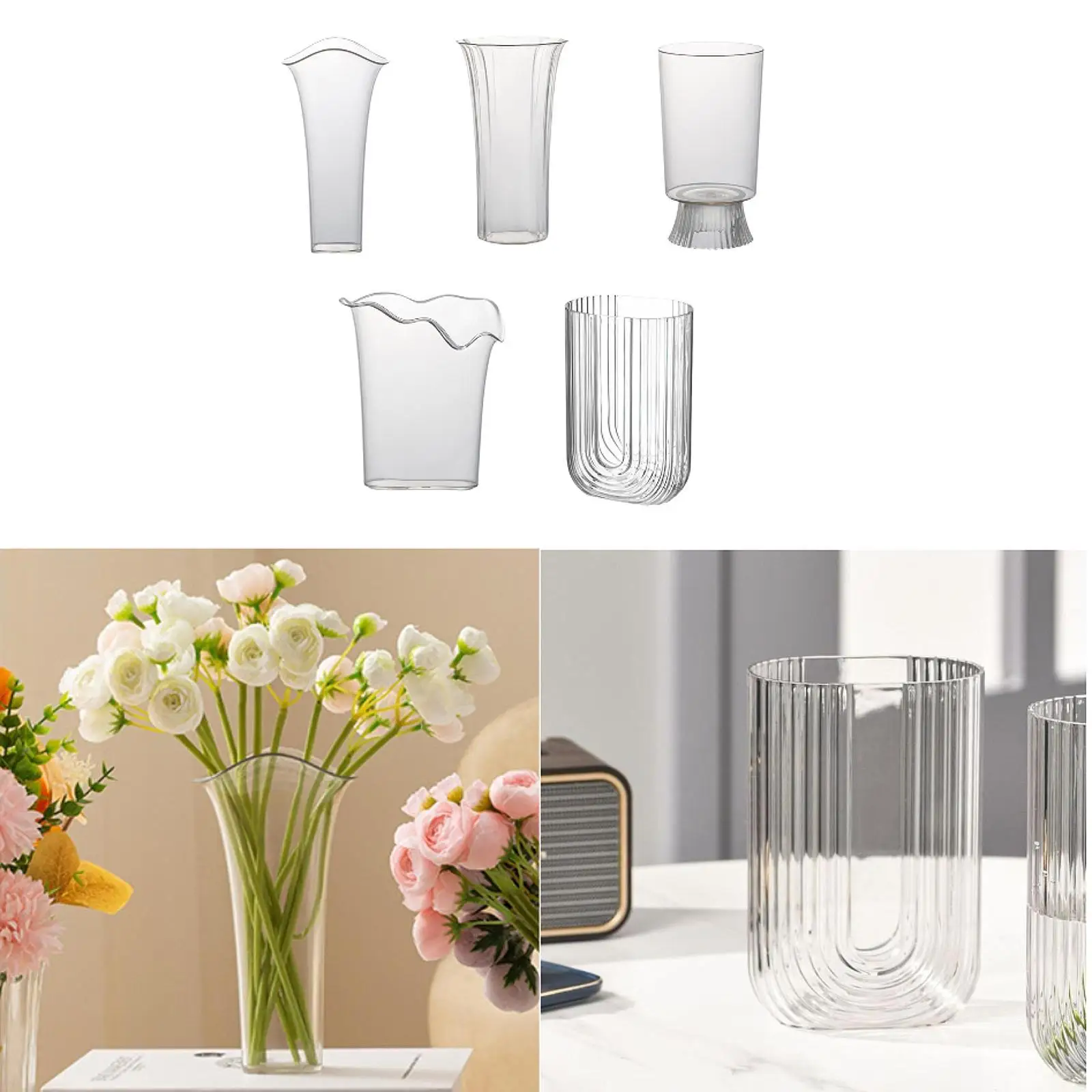 Clear Vase for Flowers Non Breakable Bouquet Vase for Wedding Desktop Indoor