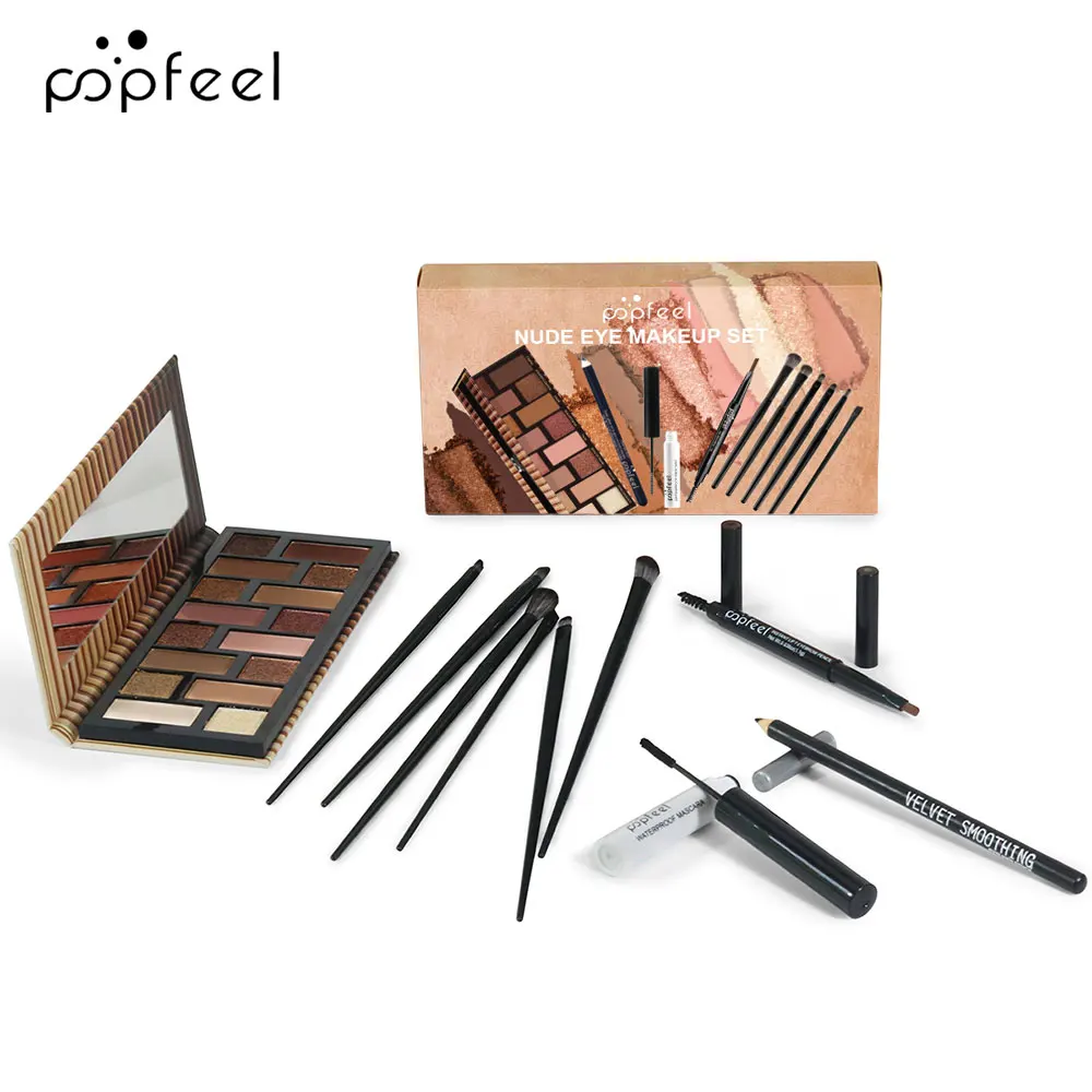 POPFEEL Style 40 Colors Eyeshadow Palette, Mascara, Eyeshadow Brush, Eyeliner Eyeliner Eyebrow Pencil Makeup Set for Beginners 3
