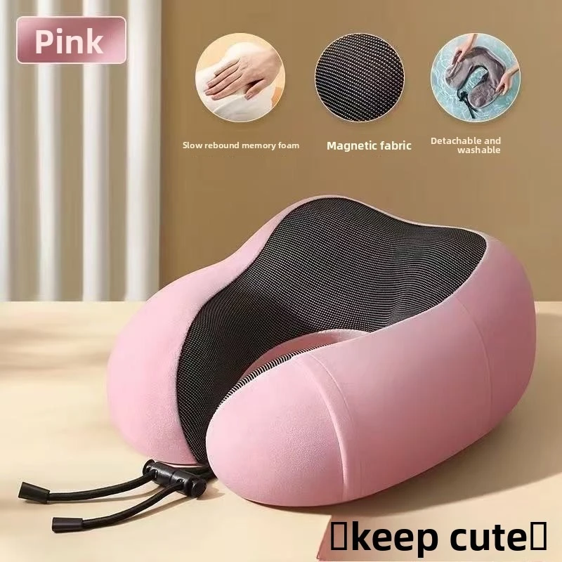 Deluxe U-Shaped Memory Foam Travel Pillow with Massage Function – Soft Neck Support for Restful Sleep and Cervical Care