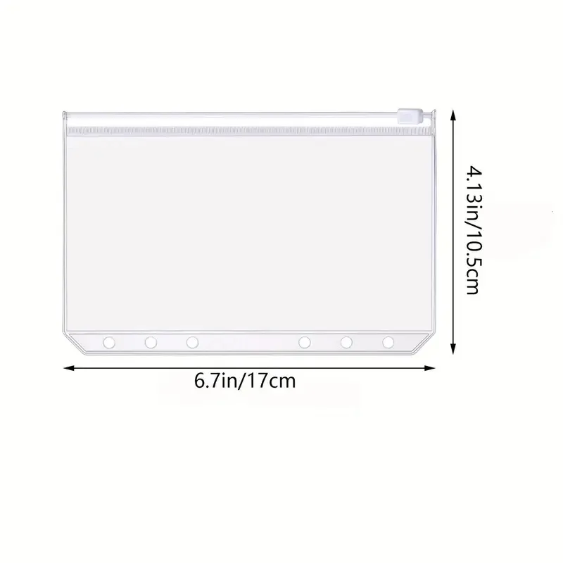 File storage bag plastic envelope 10Pcs A6 Loose-leaf Notebook 6-hole Zipper Bag Receipt Planner PVC Storage Bag Business Card Holder ID Card Storage Pen Case