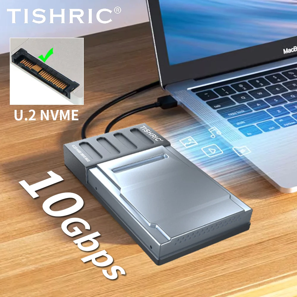 TISHRIC U2 NVME Hdd Docking Station U.2 NVME To TYPE-C Adapter External HD Case Box 2.5 U.2 USB3.1 SSD Hard Disk Base 10Gbps