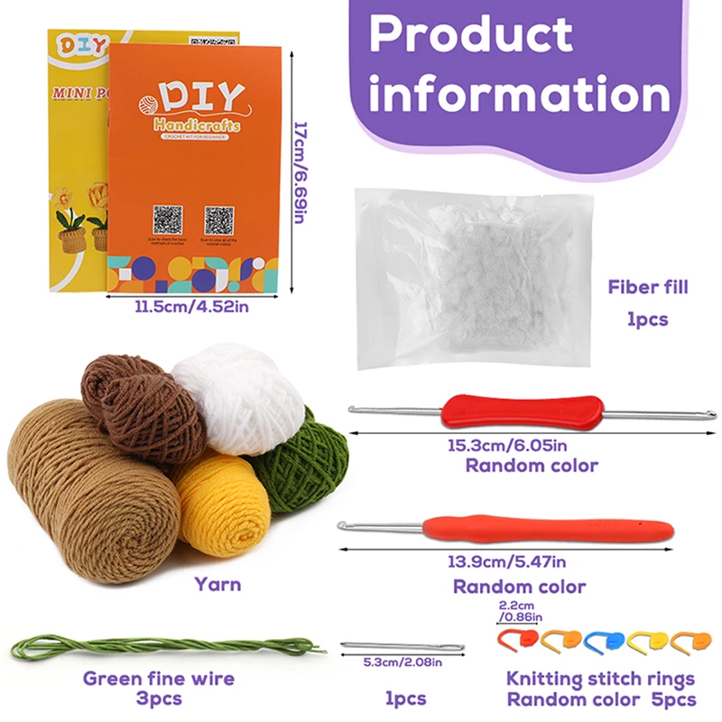 Unfinished Potted Plant Design Knitting Needle Material Package DIY Handmade Crochet Hook Material Package For Beginners IMZAY