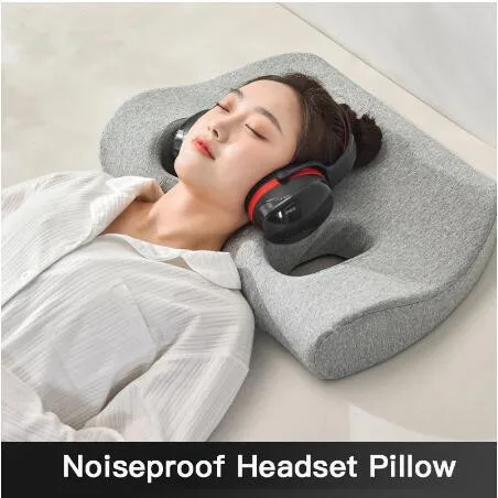 Noise-proof Headset Hole Pillow Memory Foam Pillow Release Ears Pain Pillow with Hole for Side Sleeper