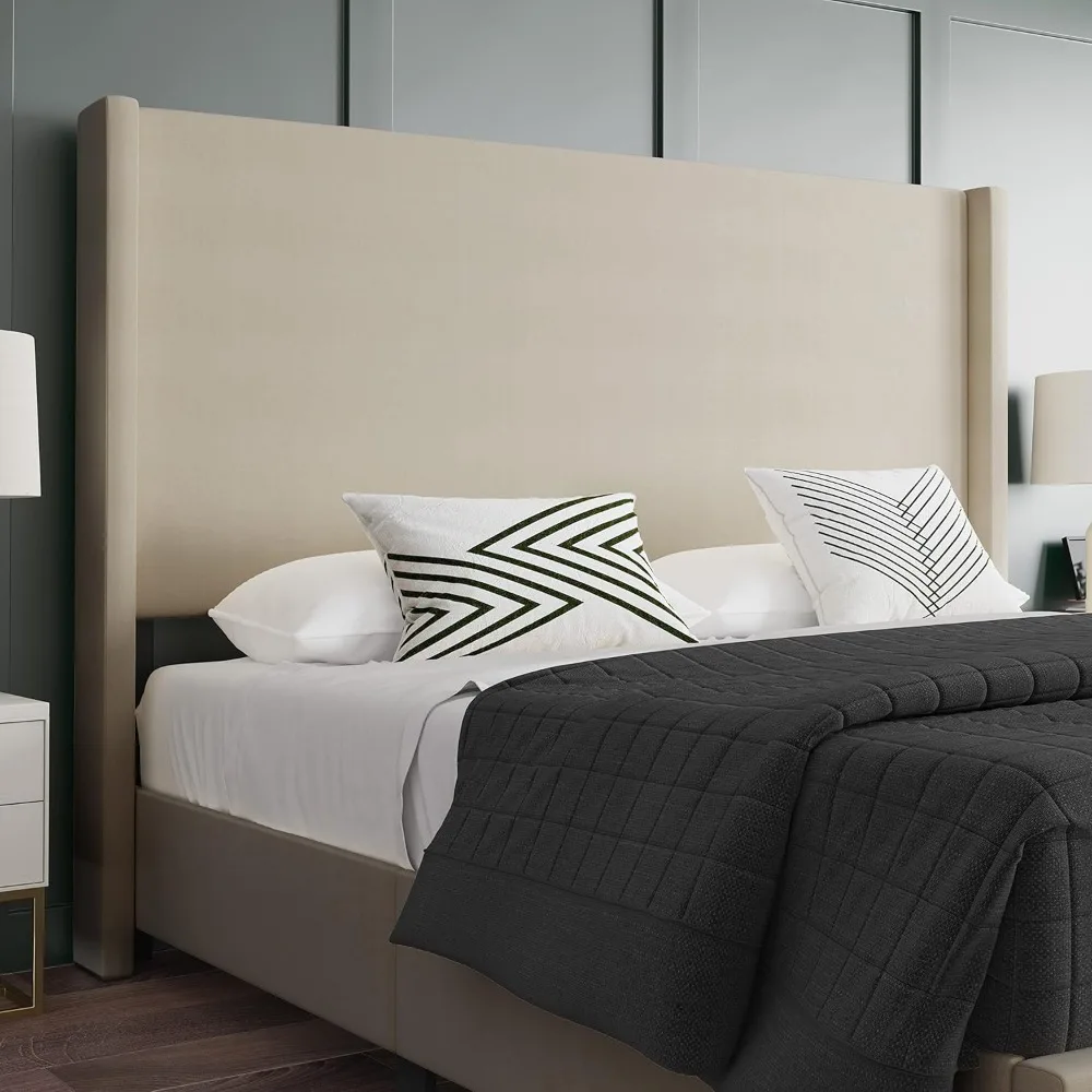 Wingback Platform Bed, Durable Engineered Wood Frame, No Box Spring Needed, Lightweight Design, king Bed 6