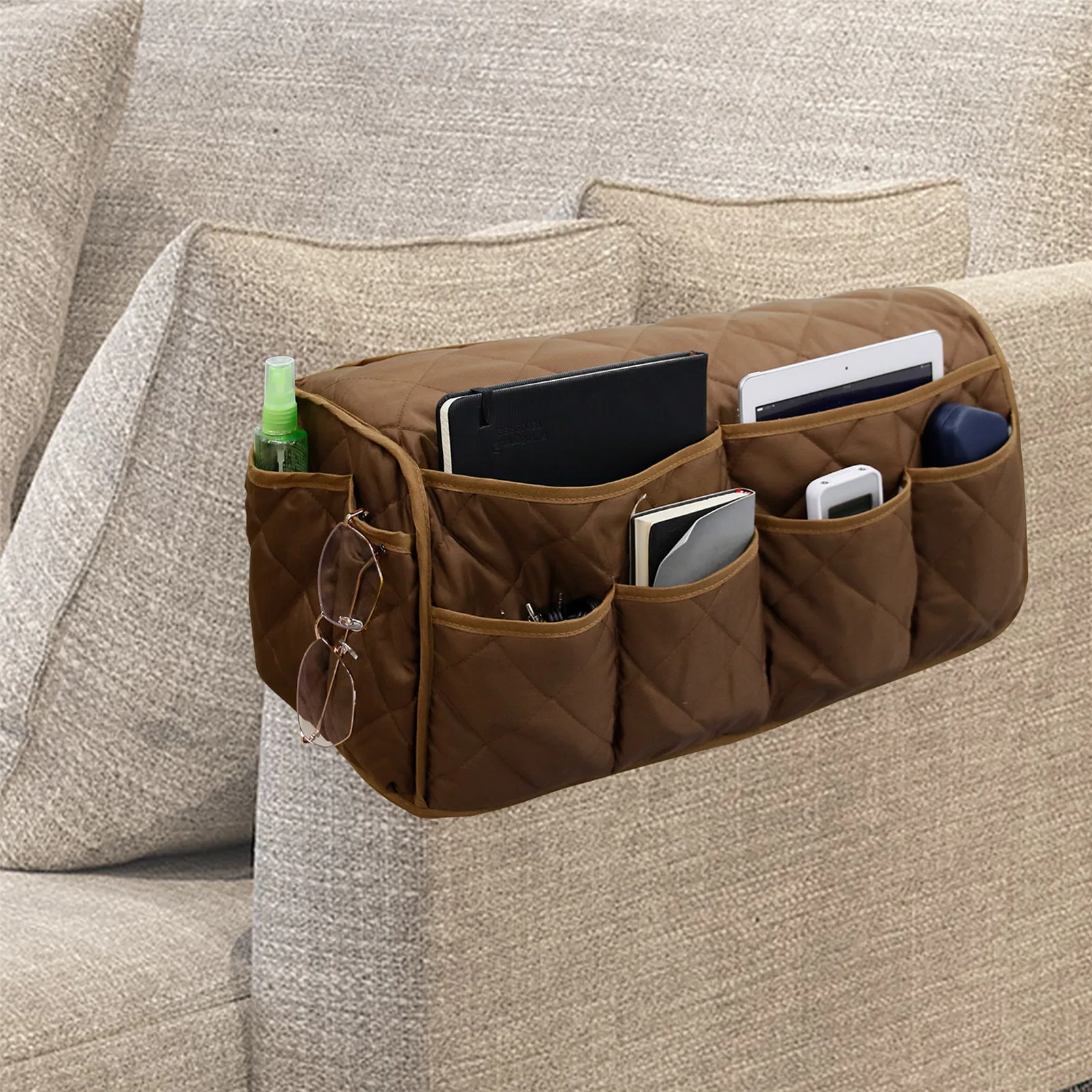 Armrest Covers Organizer with 14 Pockets for Sofa Couch Armchair