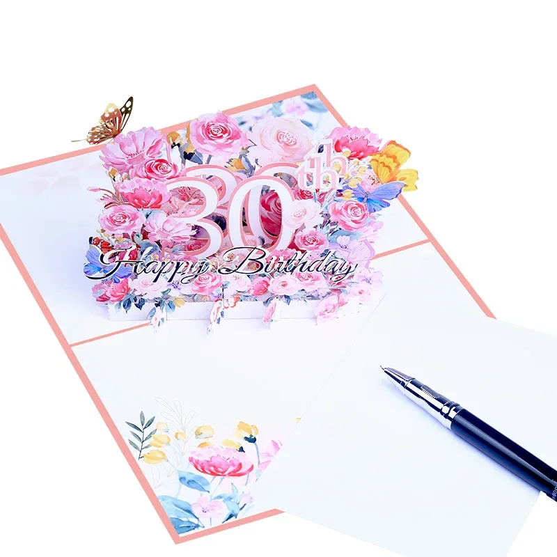 Greeting Cards 1 pcs Pop up style 3D flower birthday happy card hollowed out paper carving blessing gift gifts giving message cards