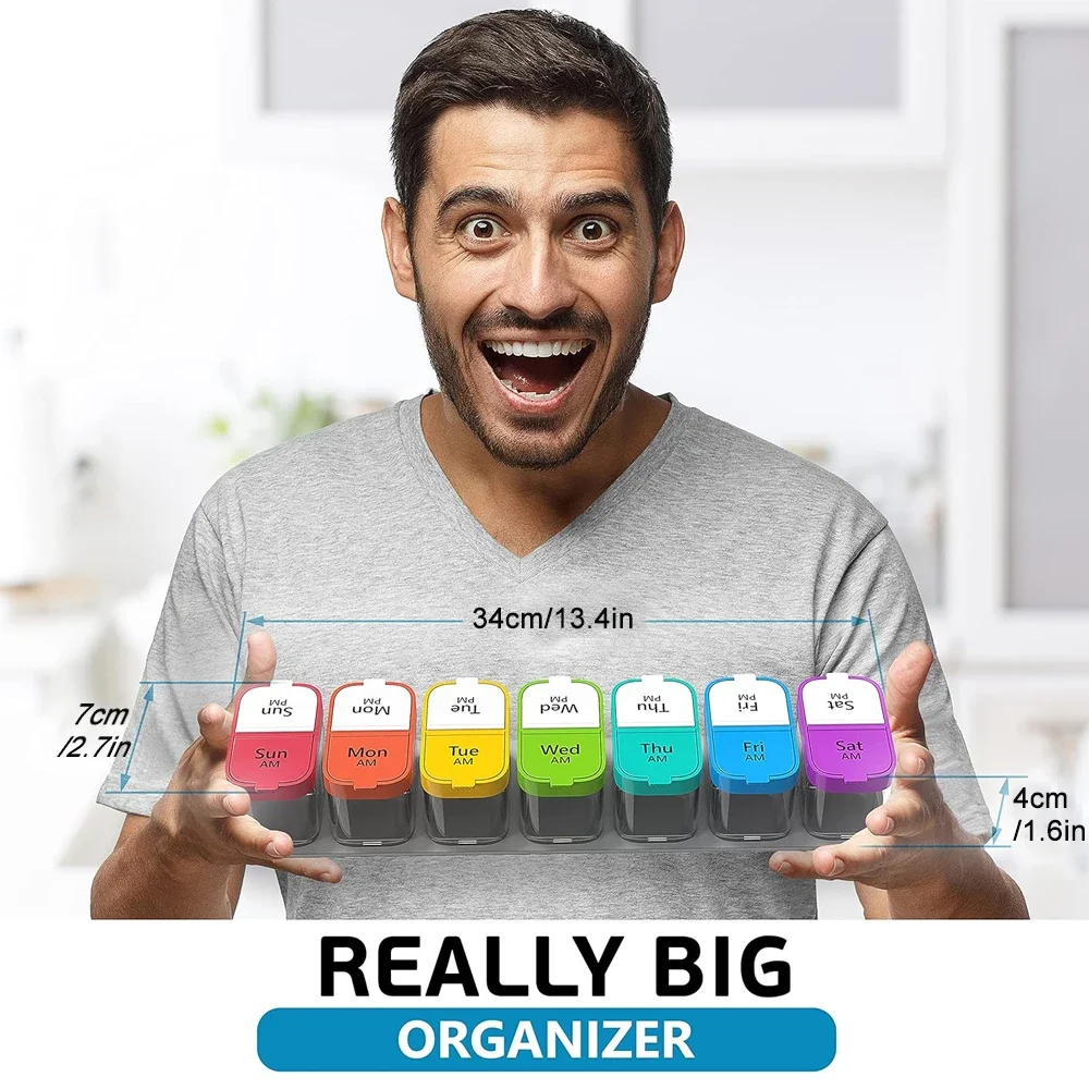 Weekly XL Pill Organizer - Large 7-Day AM/PM Medication Holder