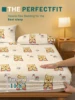 1 Cartoon Cute animal bear Printed Matte Fitted Sheet, Bedroom Printed Bed Cover, Bedding (Excluding Pillowcases) 3