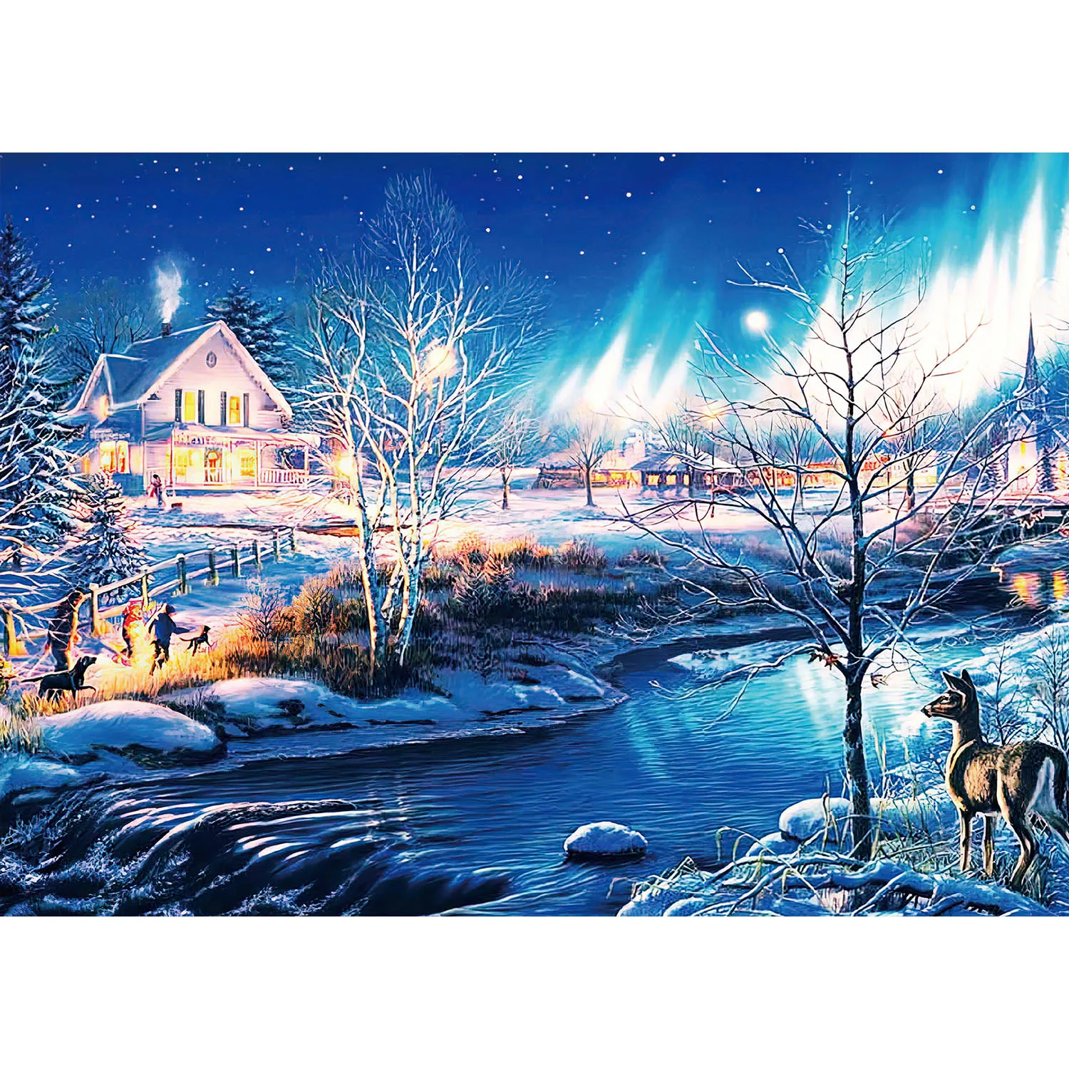 1000 Pieces Snow Night Aurora Jigsaw Puzzles for Adults Home Decor Games Family Fun Floor Puzzles Educational Toys 3