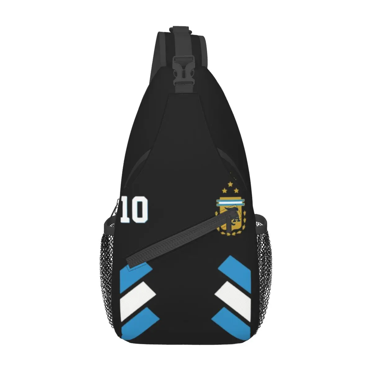 Number 10 Argentina Football Small Sling Bags Chest Crossbody Shoulder Sling Backpack Outdoor Sports Daypacks Messi Printed Bag