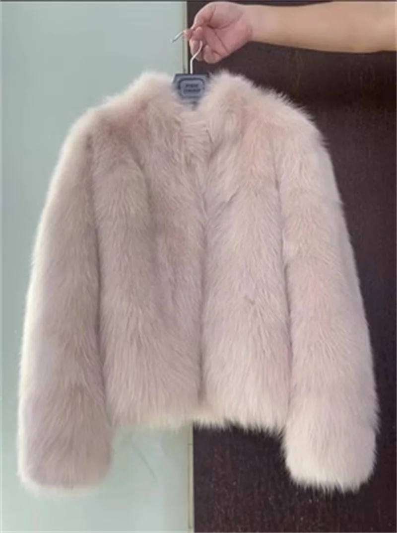 Women's Short Loose And Warm Imitation Fox Fur Fur Coat 2026 Autumn/winter Female New Korean Version Versatile Lace Up Thick Top