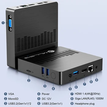 MLLSE M2 Air Mini PC Intel Celeron N4000 CPU Window11 6GB RAM 128GB ROM Dual-Band WiFi VGA Portable Mini Computer BT4.2 5