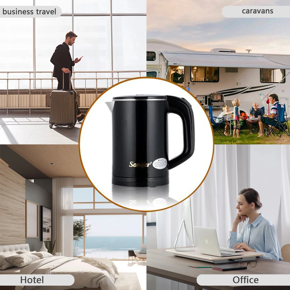 0.6L Travel Portable Electric Kettle 800W Energy Saving 304 stainless steel Mini Electric Tea Kettle Hot Water Pot 3