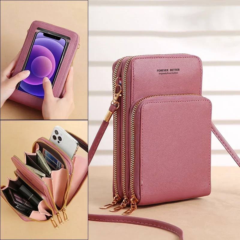 

New Multi Functional Women Bag Touch Screen Mobile Bag Wallet Casual Fashion Outdoor Shoulder Messenger Bags for Women 2023