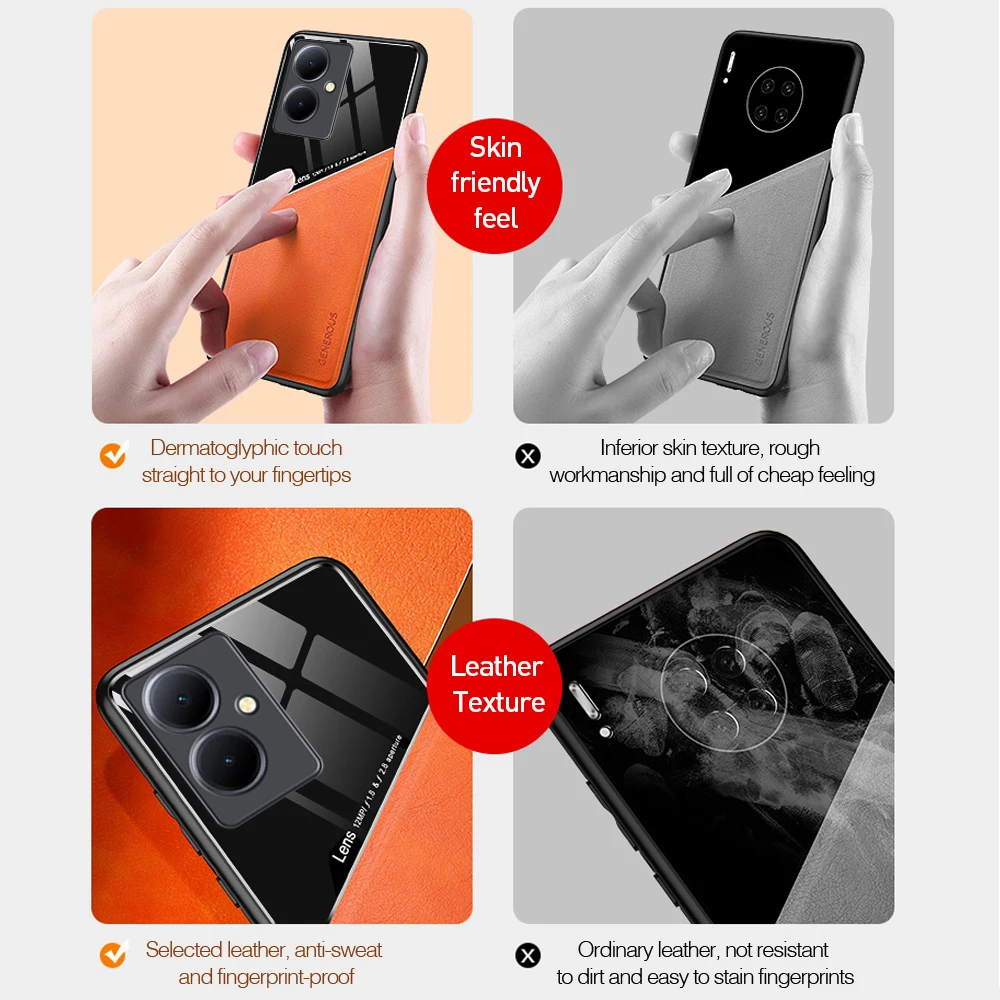 Leather Texture Phone Case With Magnetic Holder For Vivo Phones_voghion.com