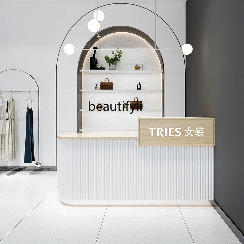 

Clothing Store Cashier Modern Women's Clothing Store Small Stainless Steel Custom Bar Beauty Salon Light Luxury Front Desk
