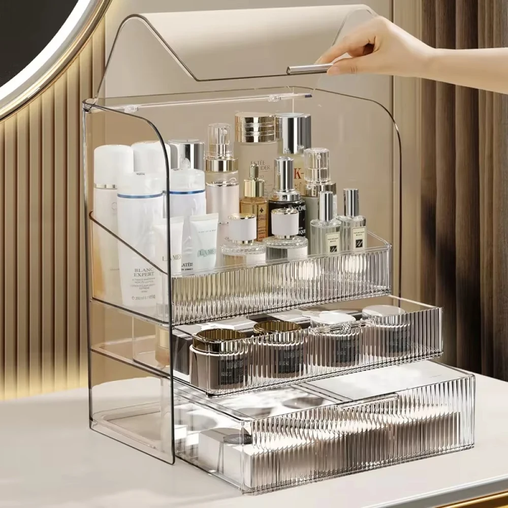 Cosmetics Storage Box Transparent Acrylic Display Box With Lid Dust-proof Perfume Storage Box Large Capacity Storage Cabinet 4