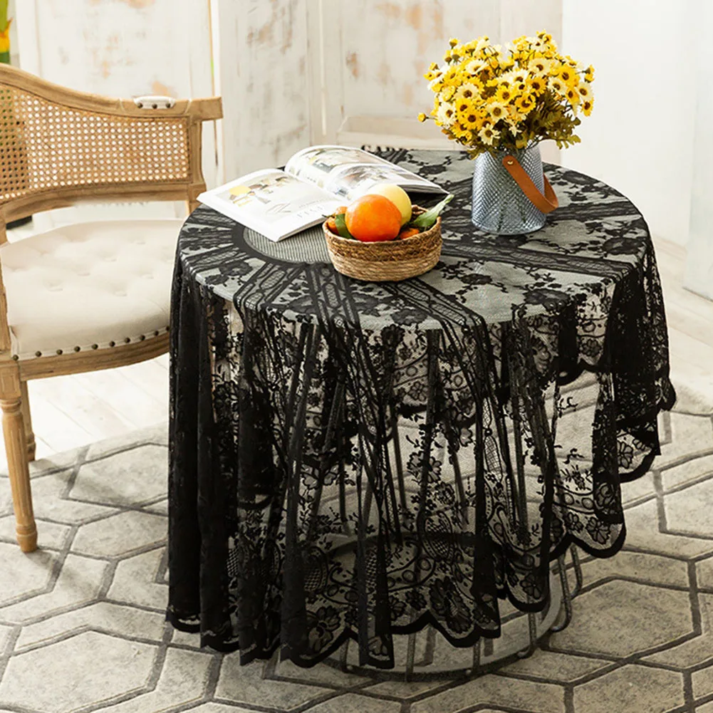 

Lace Tablecloth Round Vintage Table Cover Wedding Tea Coffee Tablecloth For Kitchen Dining Room Wedding Party Home Decor