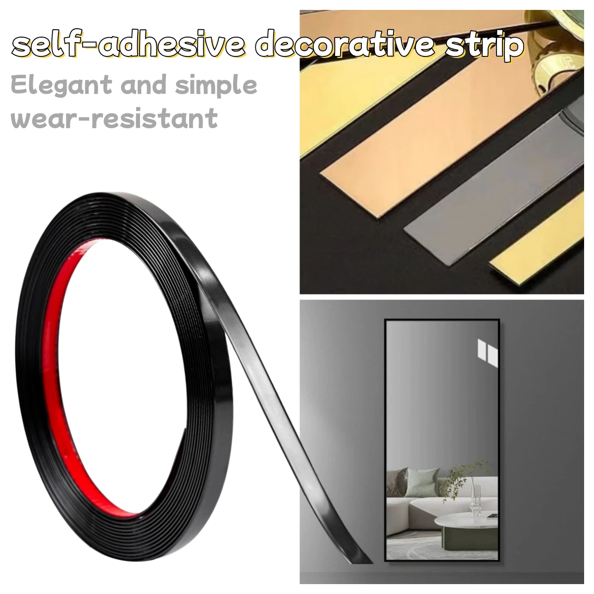 1pc 5mX1cm/1.5cm Flat Background Wall Ceiling Edge Strip Stickers Living Room Decorative Lines Furniture Stickers 1
