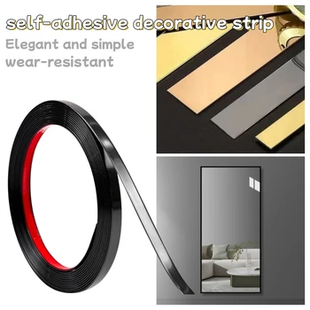 1pc 5mX1cm/1.5cm Flat Background Wall Ceiling Edge Strip Stickers Living Room Decorative Lines Furniture Stickers 1