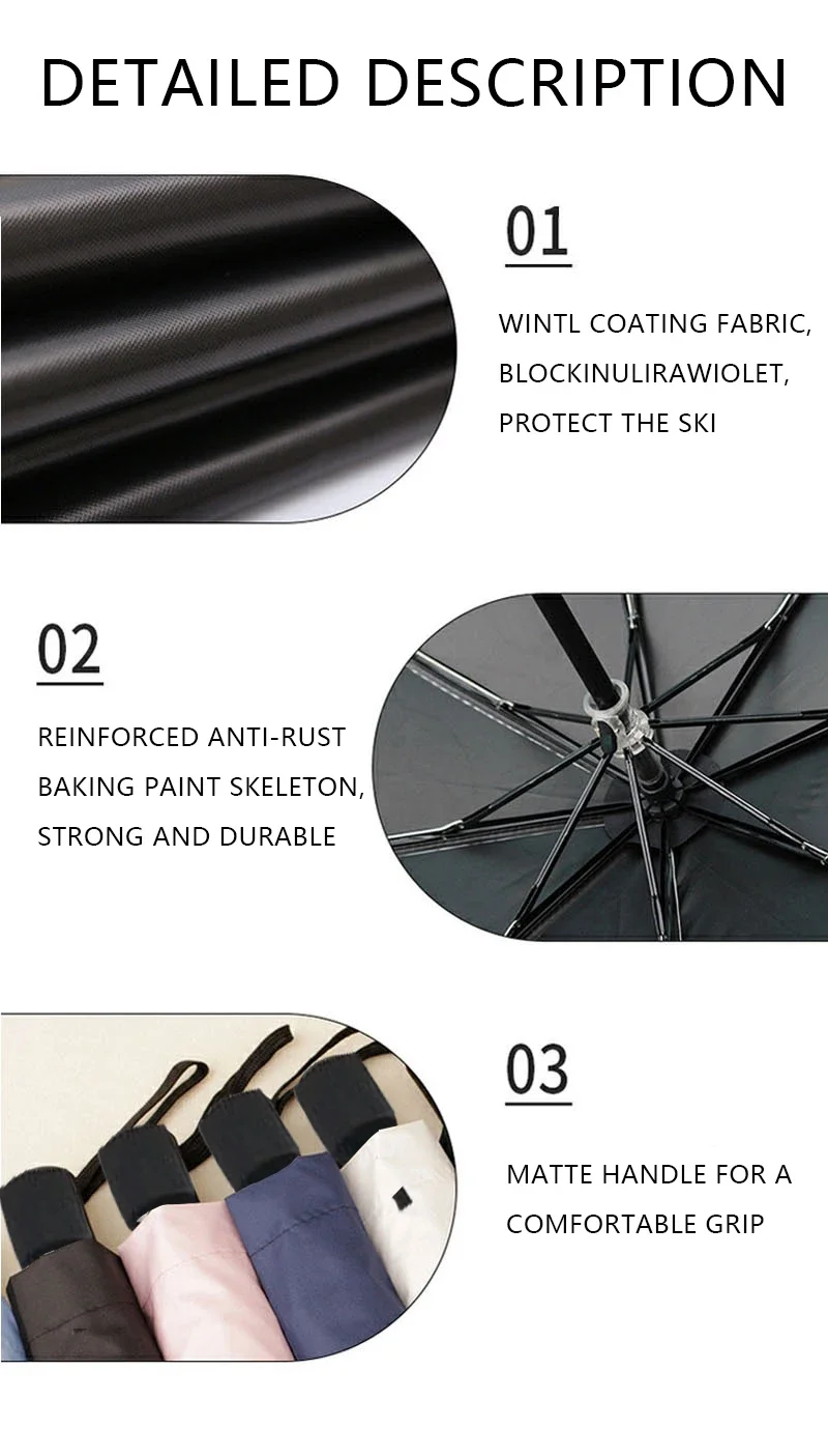 Description Picture 3 of itemUmbrella Sunscreen Cartoon Sunny Rainy Automatic Folding Student Portable Parasol Shade Accessory Outdoor Gear