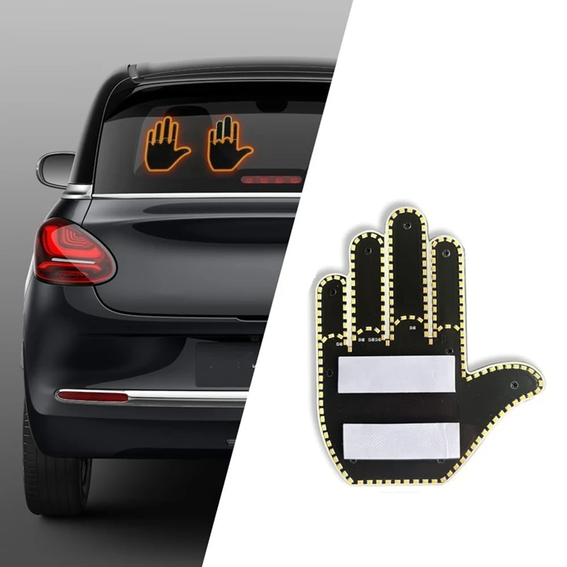 Finger Light Led Car Back Window Sign Car Finger Gesture Light Con Remote Black Pc + Pcb Hand Funny Car Truck Accessori Per Auto