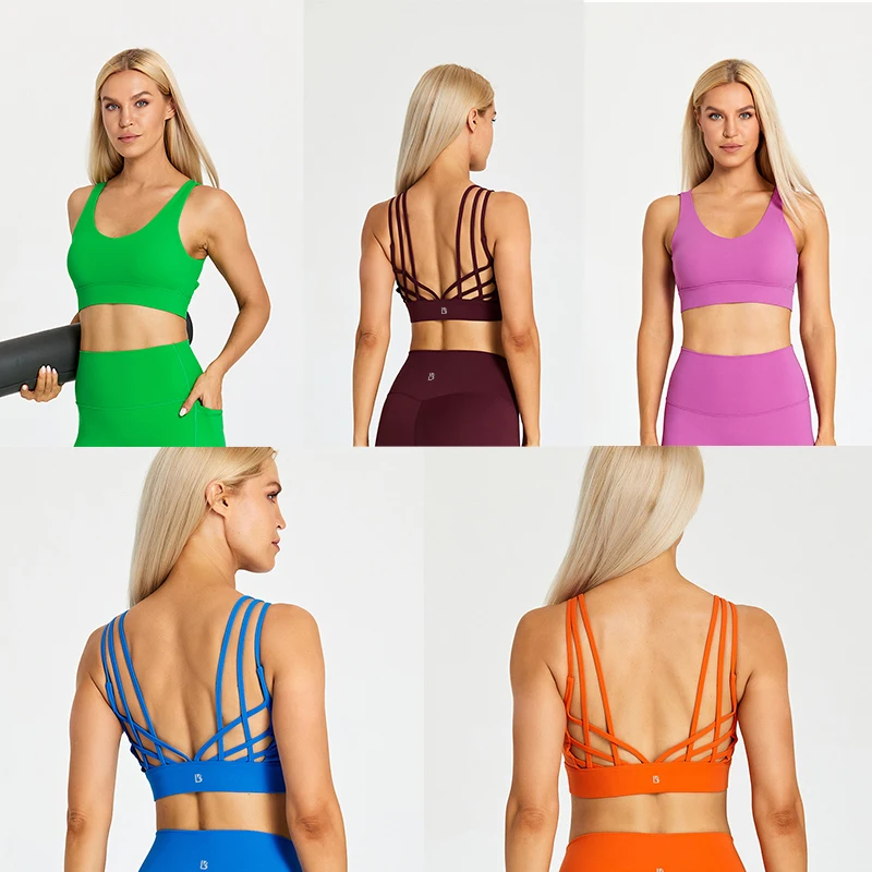 Buffbunny Sports Bra Women Cross Sexy Crop Yoga Tops Cross Back Elastic Breathable Running Workout Female Gym Bras Underwear