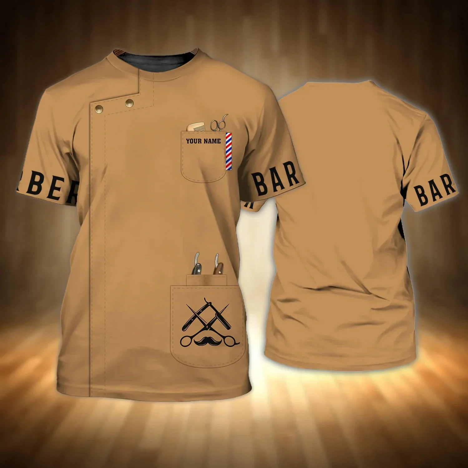 Sommer Mode Herren T-shirt Personalisierte Name Barber 3D Gedruckt Unisex T Shirt Geschenk für Barber Casual Kurzarm tops DW69 – Detail 30