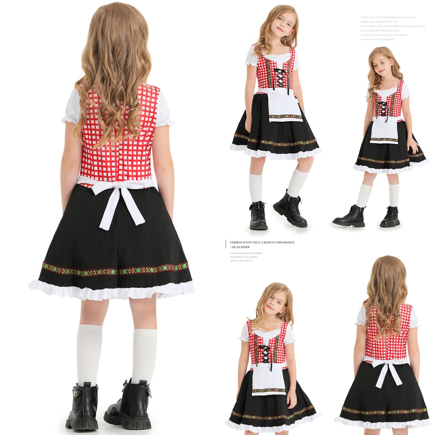 Oktoberfest Beer Kids Girls German Fraulein Bavarian Dirndl Cosplay Costume