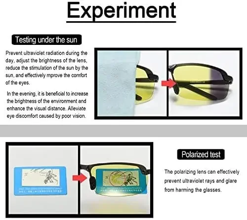 Night Vision Glasses Men Anti-Glare Driving Half Frame Sunglasses for Driver Outdoor Sport Goggles Women Day and Night Eyewear