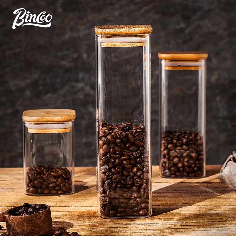 

Bincoo Coffee Bean 500ml storage jar Food grade glass sealed container of coffee powder vacuum storage container with spoon