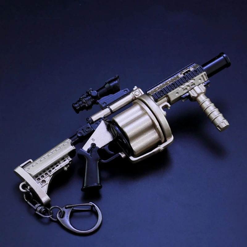 14cm PUBG Weapon Model Metal Playerunknowns Battlegrounds MGL Grenade Launcher Gun Keychain Arms Game Peripheral Gifts for Kids 2