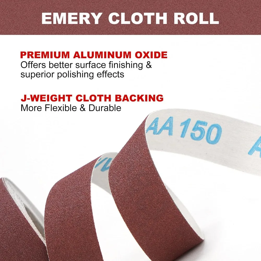 5 Grit Emery Cloth Roll Set – 150/240/320/400/600 Grit Abrasive Sanding Paper Rolls for Metal Polishing, Grinding & Finishing 3