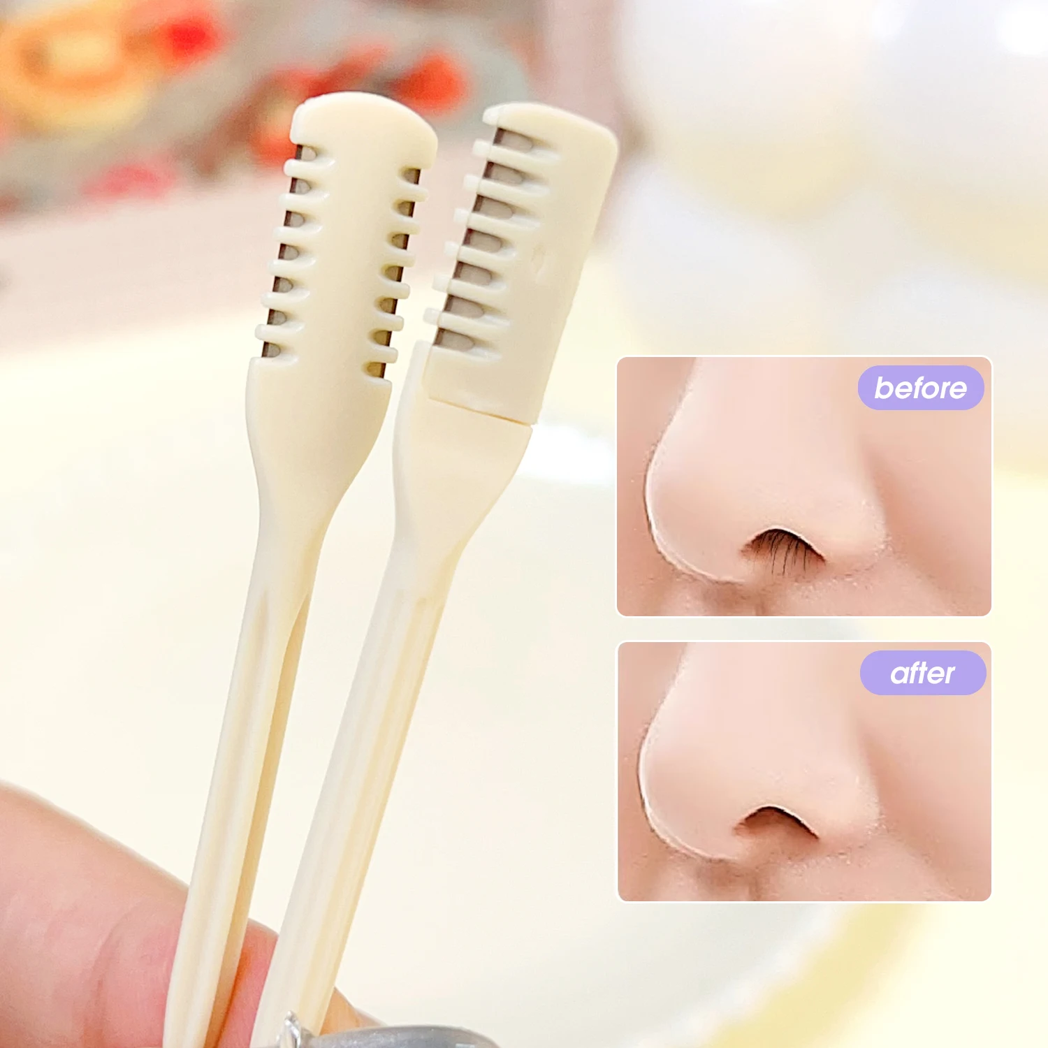 Portable Comb Nose Hair Trimmer Double Head Nose Hair Scraper Ear Cleanning Professional Nose Hair Trimmer Shaving Scissors Tool 5