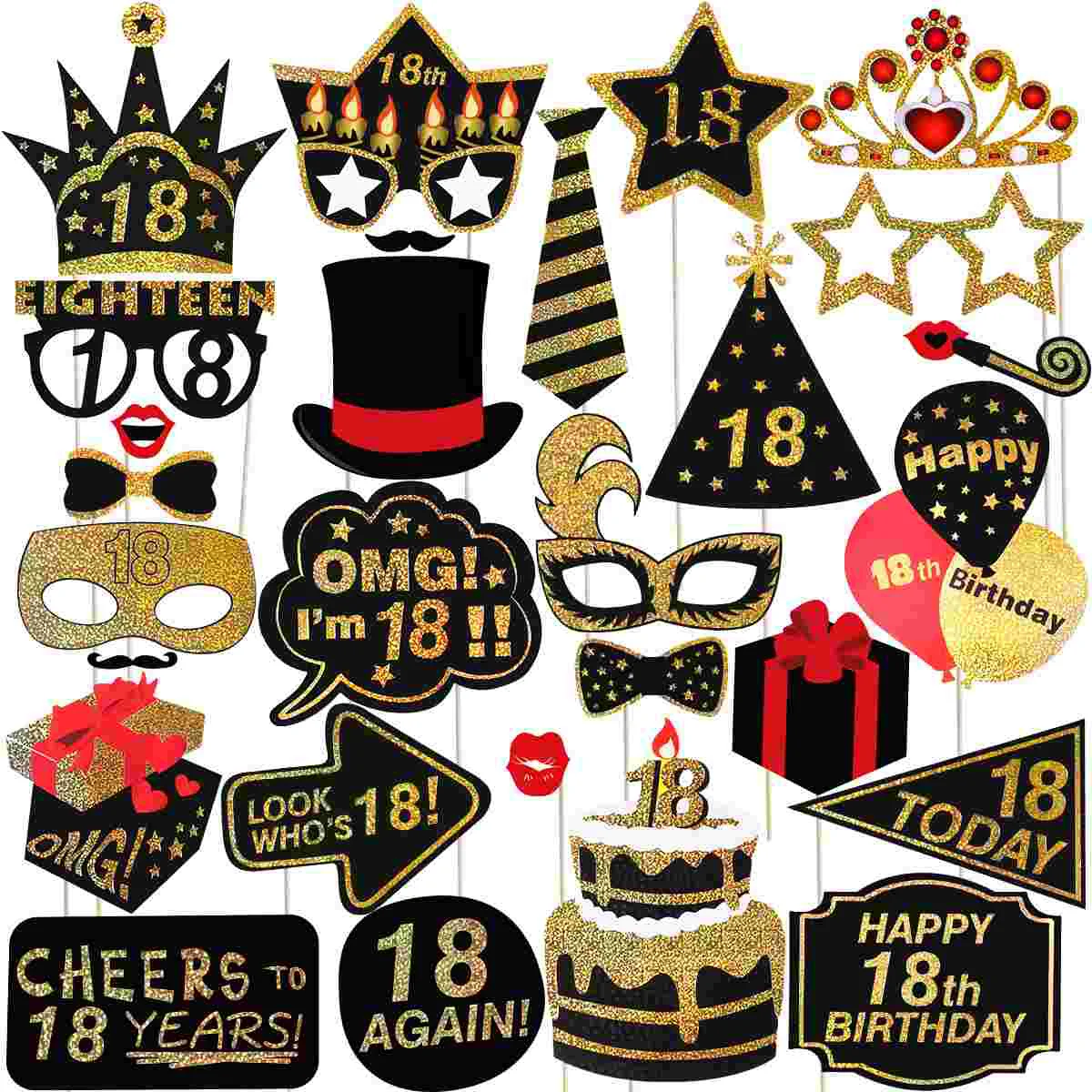 

Tinksky Glitter 18th Happy Birthday Photo Booth Props Party Accessories for Birthday Party Decoration Favors Supplies A30