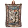 Antique Persian Isfahan Silk Rug With Flowers Animals Blankets Fleece Lightweight Throw Blankets Sofa For Home Throws Bedspread 1
