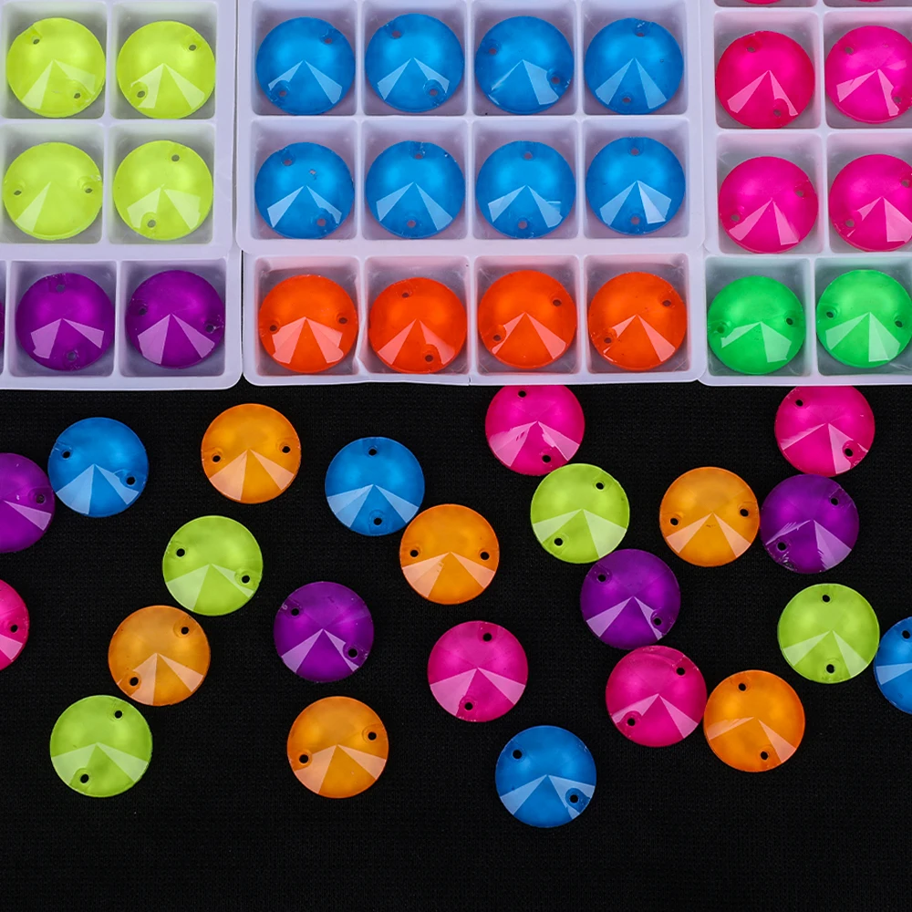 VC Neon Fluorescent Roundness Sew on Rhinestone Sewing Diamond Glass Diamond Flatback DIY Accessories Wedding sewing stones