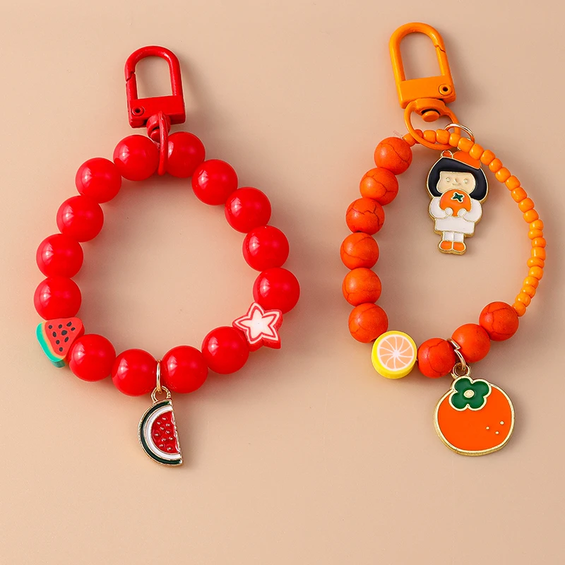 Hübsche handgemachte Perlen Armband Schlüssel bund Armband Schlüssel ring Anhänger für Frauen Mädchen Handtasche Dekor DIY Kinder schmuck Accessoires – Detail 7