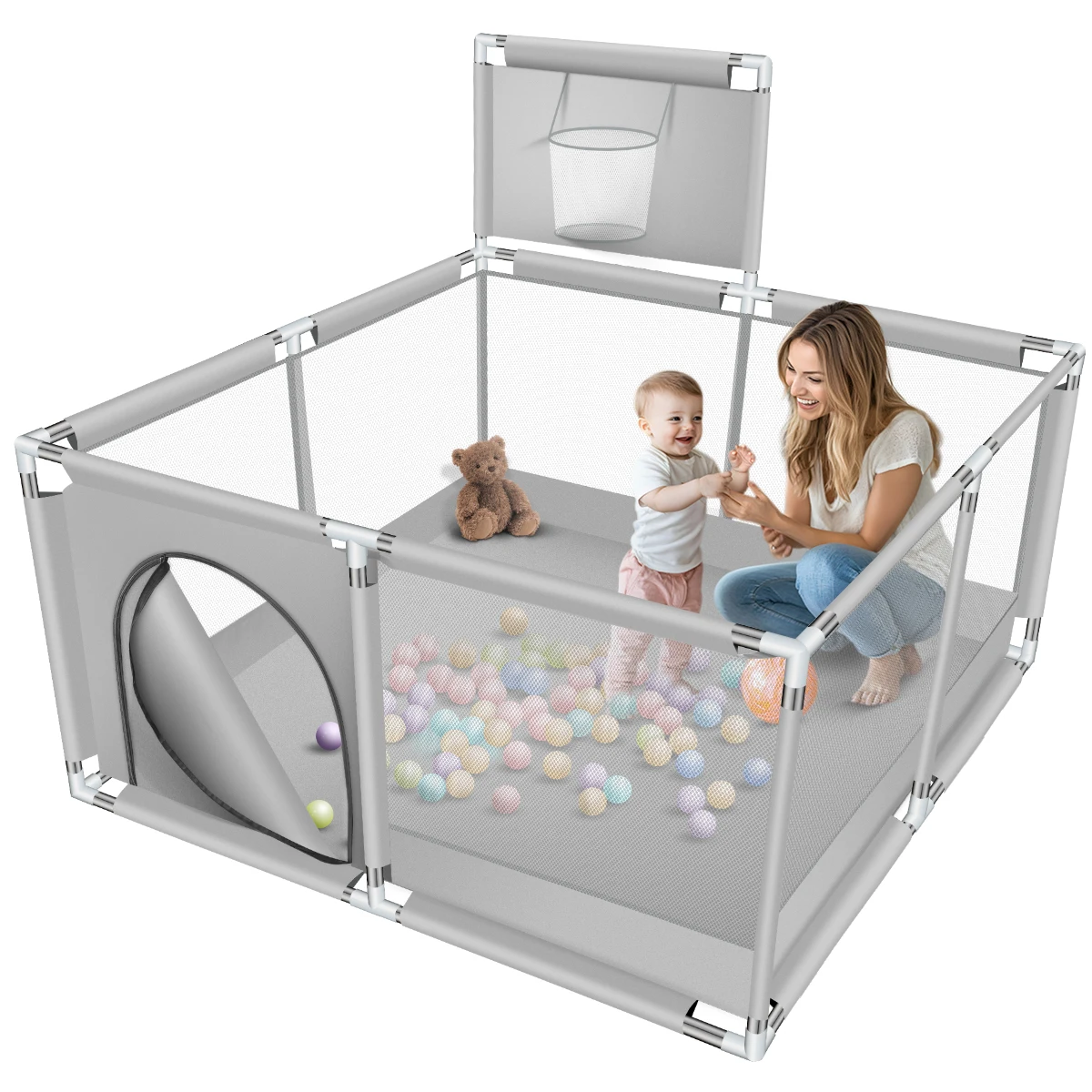 Baby Playpen Indoor Baby Playground Park for Baby Balls Pool Basketball Activities for Baby Gym Safety Child Game Fence
