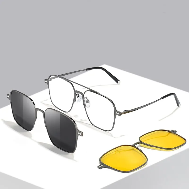 JM Lentes De Sol Polarizados Con Clip Sin Marco, Abatibles, De Una Pieza, Para Gafas Graduadas, Marrón