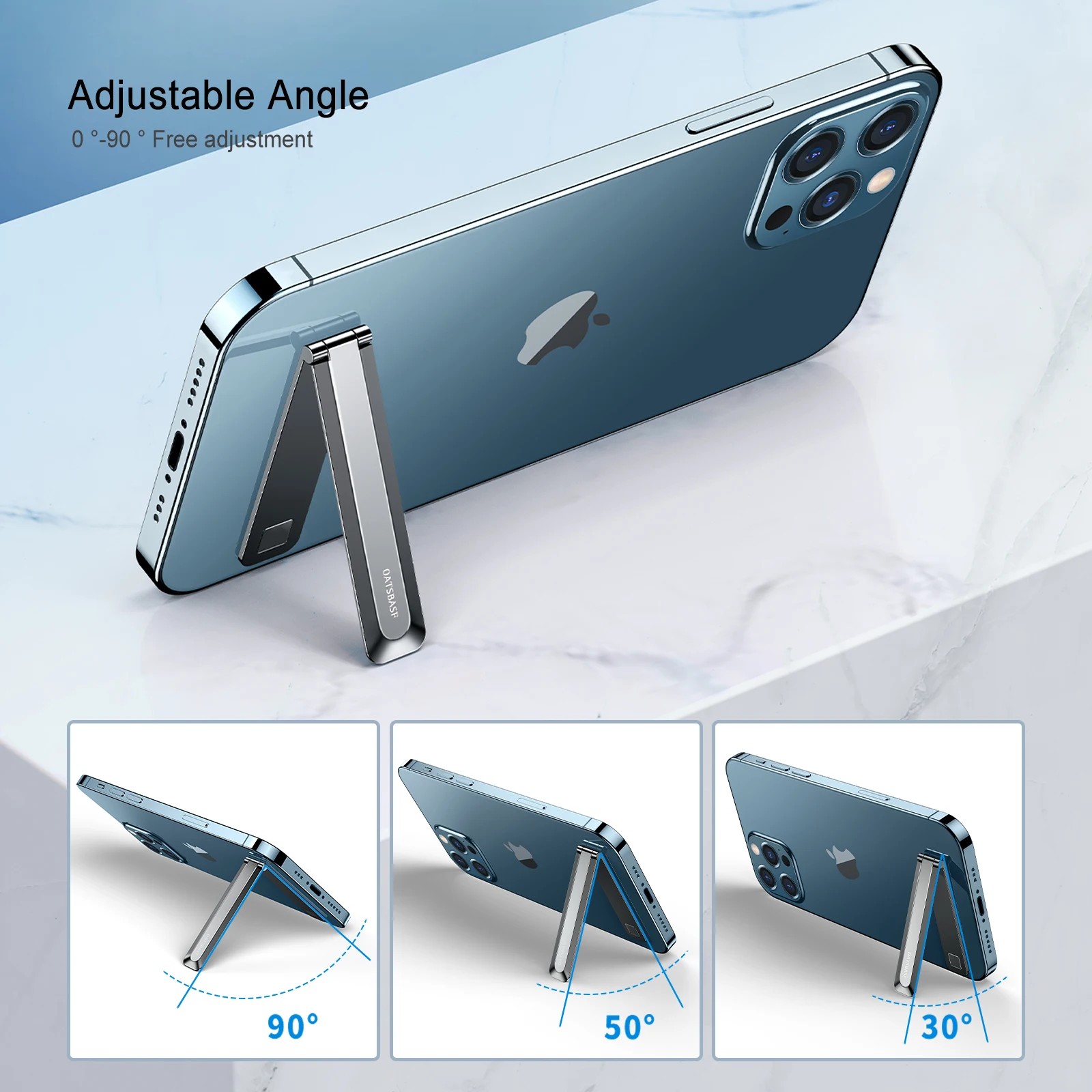 OATSBASF Metall-Handyhalter Einfacher Magnetischer Zinklegierungs-Handyständer für iPhone 17 16 Pro Max Xiaomi Mini Faltbarer Schreibtischständer – Detail 2