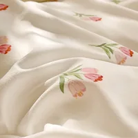 Ensemble 3 pièces à imprimé floral, plante en forme de cœur, une housse de couette et une paire de taies d'oreiller (sans rembourrage), nouvelle collection 2025 3