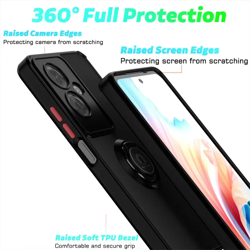 Hybrid Matte Kickstand Case with Magnetic Ring - Shockproof Protective Cover