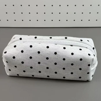 Astuccio per matite con design a pois, borsa per penne morbida e di grande capacità, astuccio per cancelleria, organizer per cancelleria, ritorno a scuola