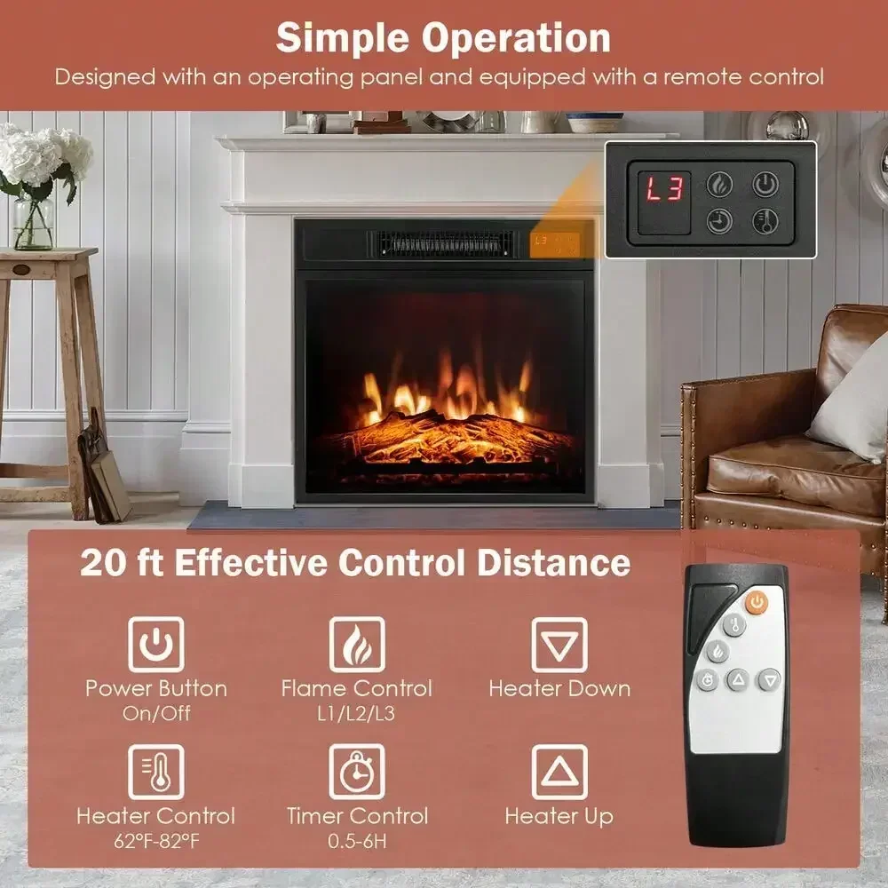 Electric Fireplace Freestanding & Wall-Mounted Heater 4