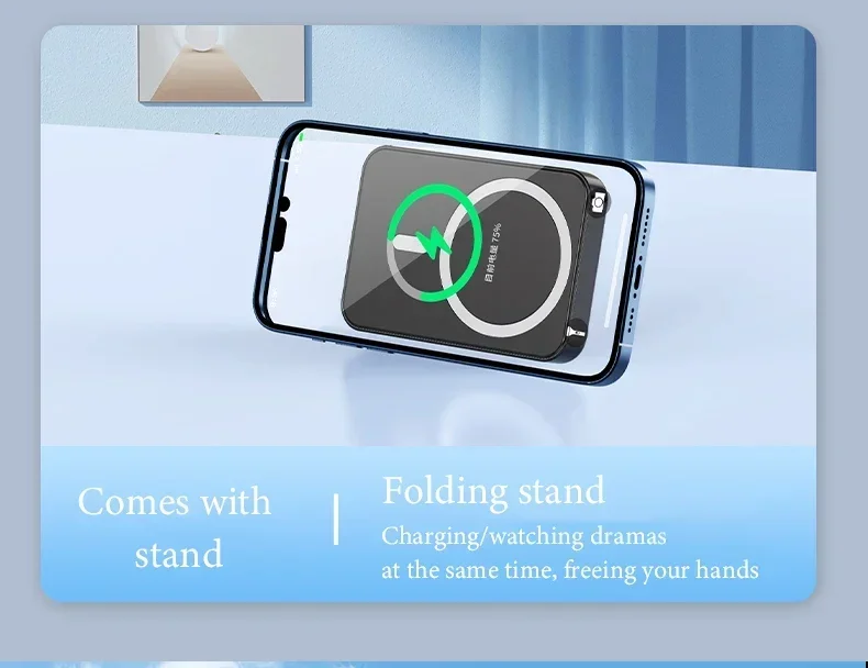 New Magnetic Power Bank External Auxiliary Spare Battery for IPhone 12 13 14 15 Portable Wireless Charger with Bracket Powerbank 12 Sb8968349074b46cc8ce1e6e293e12014g