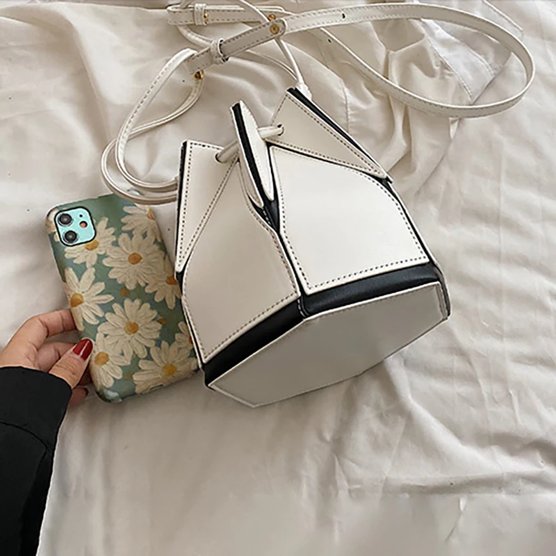 New Bucket Bag Fashion Women'S Handbag Pu Folding Bucket Bag Drawstring Drawstring Crossbody Bag