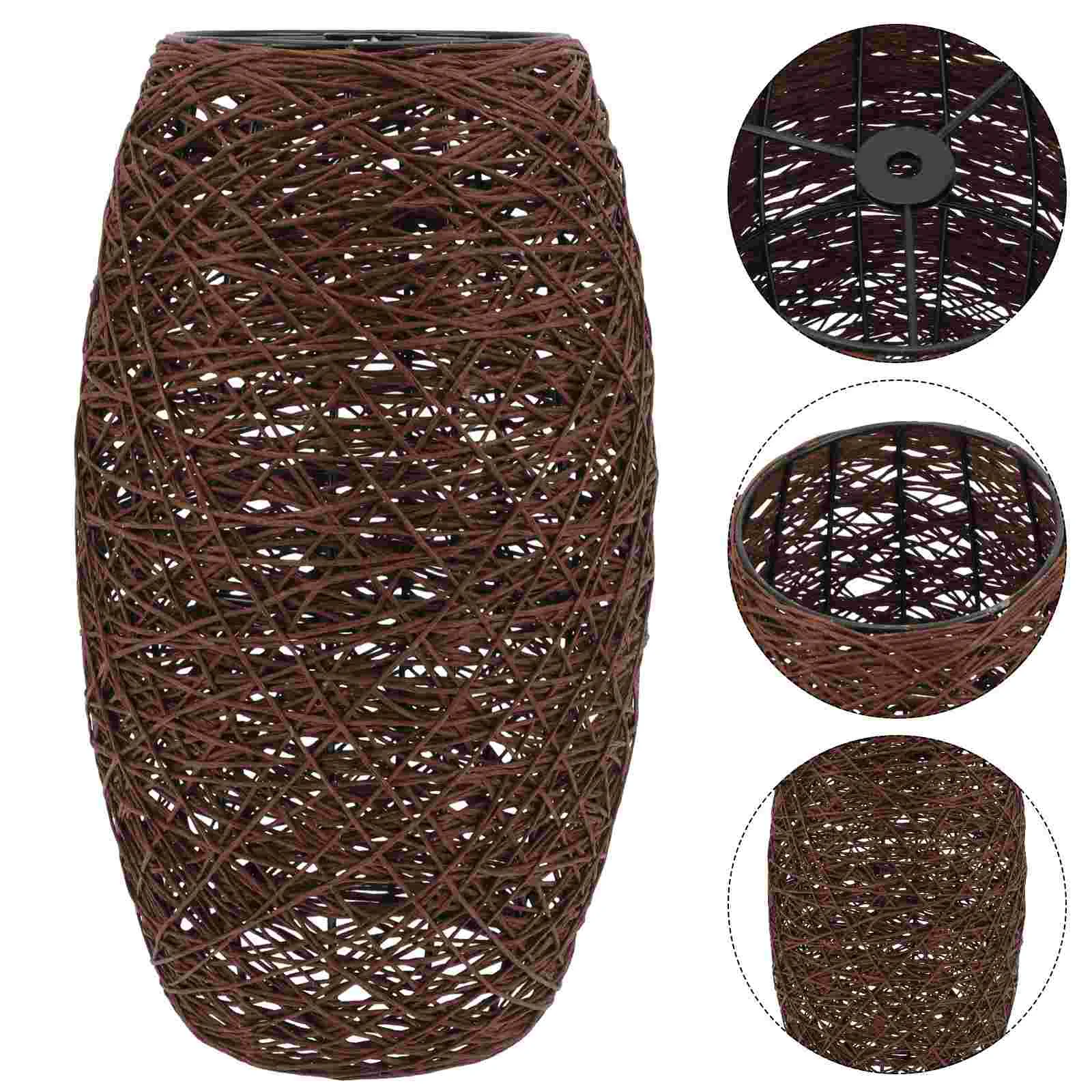 

Rustic Style Lamp Shade Hanging Rattan Woven Lampshade Lamp Cover Decoration